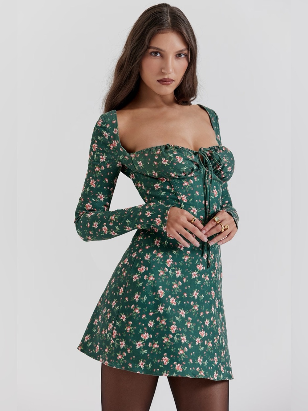 NEW House of CB Malik Floral Corset Mini Dress in Green Size M Fuller cup